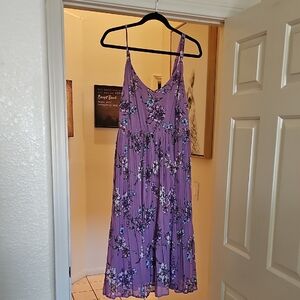 Torrid Purple Floral Midi Spagetti Strap Pleated Bottom Dress
